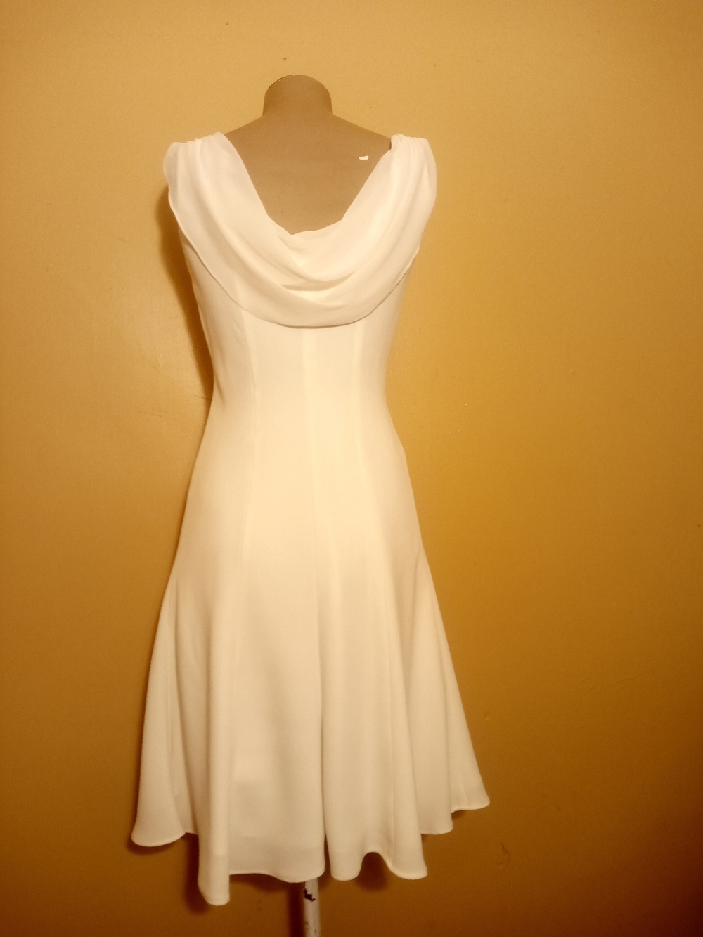Evan Picone Ivory Cowl-Back Midi Dress